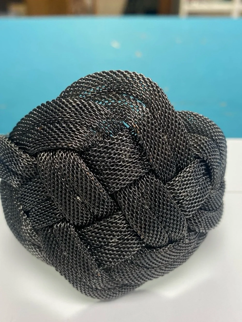 Braided Mesh Statement Cuff Bracelet - dark grey.